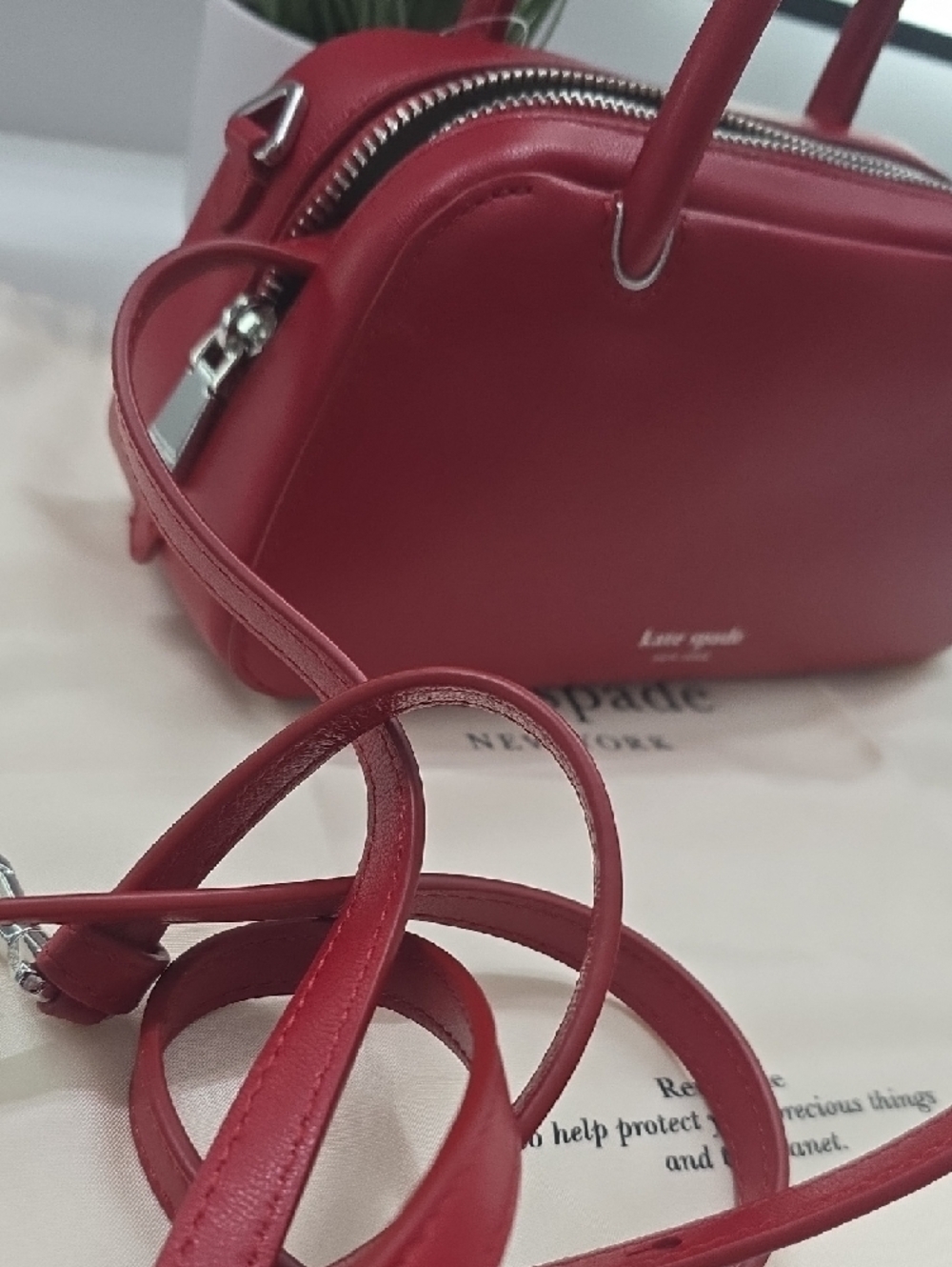 NWT Kate spade Red Small GRACE purse with Detachable Crossbody Strap - Picture 7 of 7